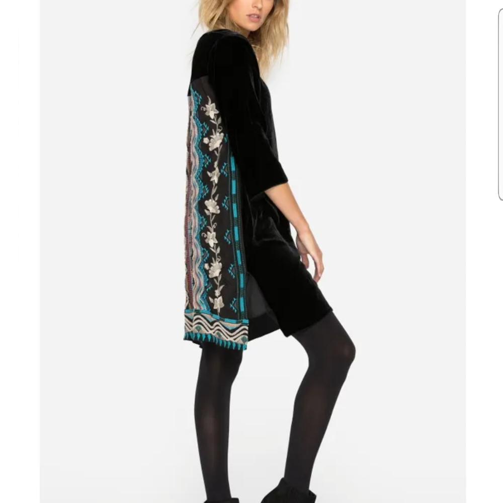 Yucatan embroidered back VELVET tunic